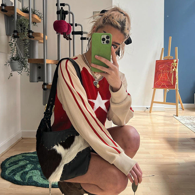Cozy Striped Wool Blend Pullover Sweater for Women