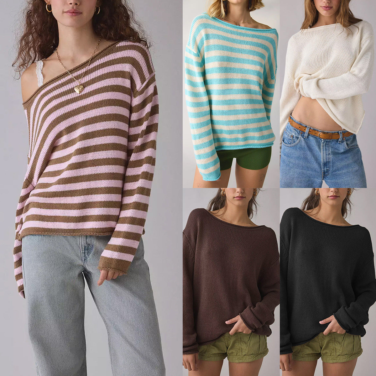 Womens Round-neck Long-sleeve Knit Top
