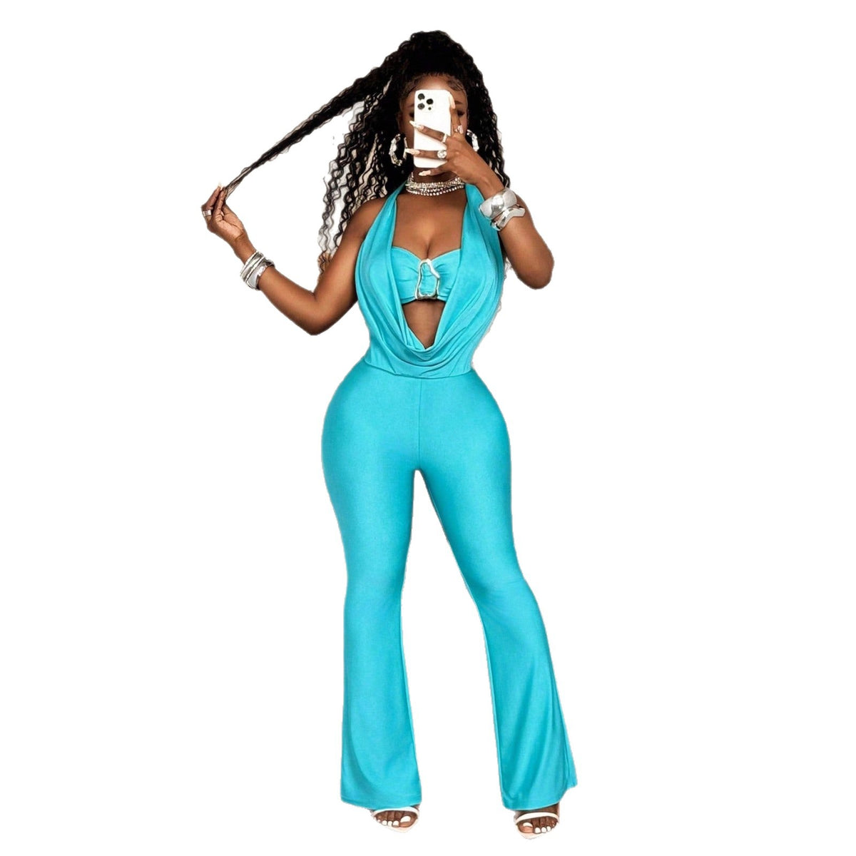 Chic High-Waist Halter Sleeveless Jumpsuit