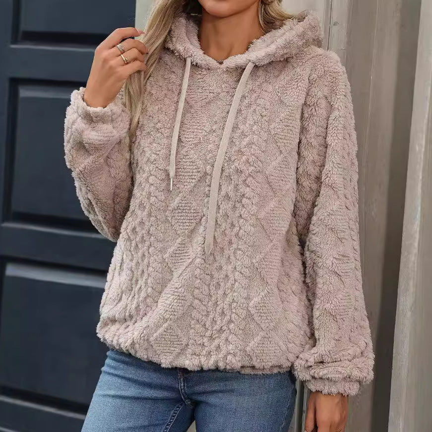 Geometric Jacquard Pullover Hoodie – Cozy, Relaxed Fit & Pockets