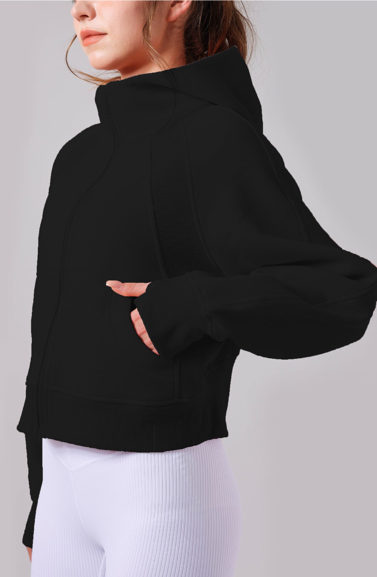 Fleece-Lined Zipper Yoga Hoodie & Casual Sports Top