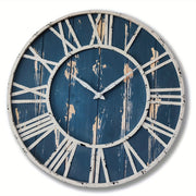Large Farmhouse Clock Wood Metal Wall Clocks for Living Room Kitchen Coffee Bar Distressed Decorative Coastal Clock Big Hanging Wall Decor for Home Decorations Thanksgiving Gifts