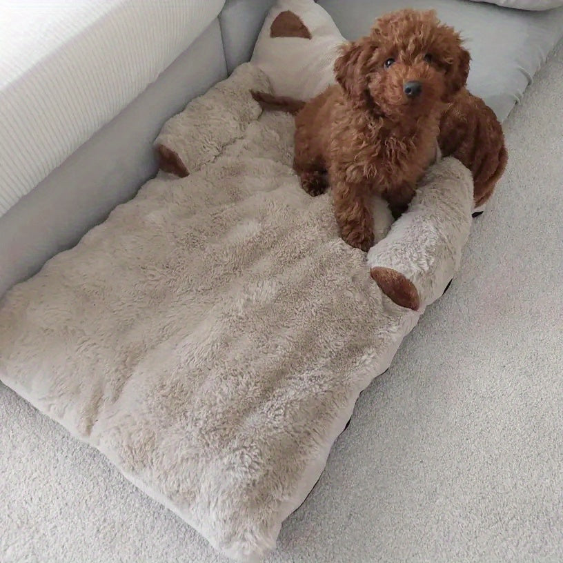Cozy Plush Pet Sofa Bed  Brown Poodle Bed For Small/medium/large Dogs  Non-slip Easy-clean Cover  Soft-filled Indoor Dog Couch (assembly Required)  Durable Washable Dog Bed  Christmas Dog Bed