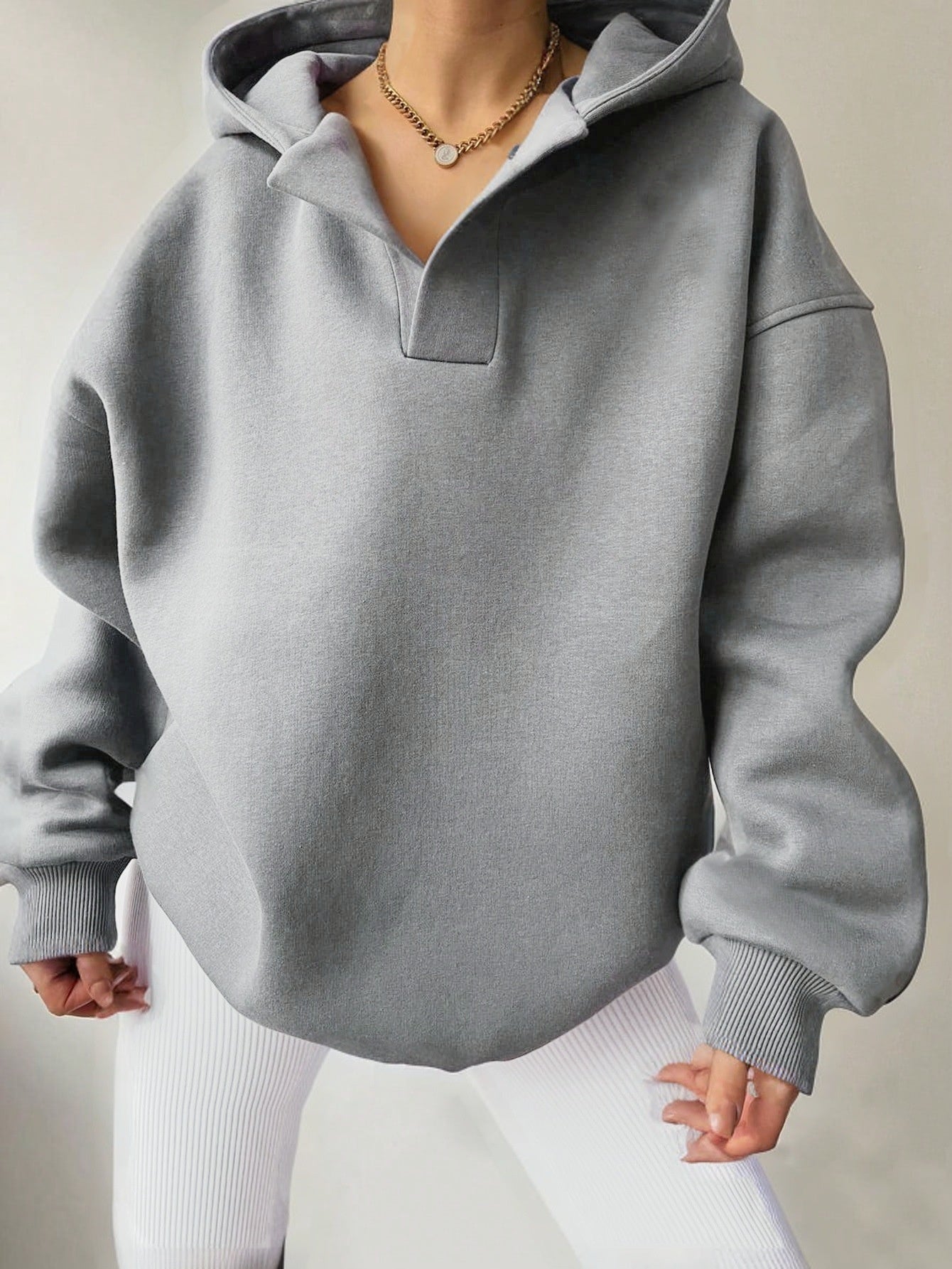 Cozy Solid Color Long Sleeve Loose Fit Hoodie Sweater