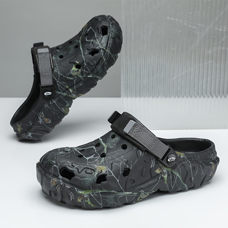 Men's Plus Size Beach Slippers with Thick Sole and Cut-Out Design