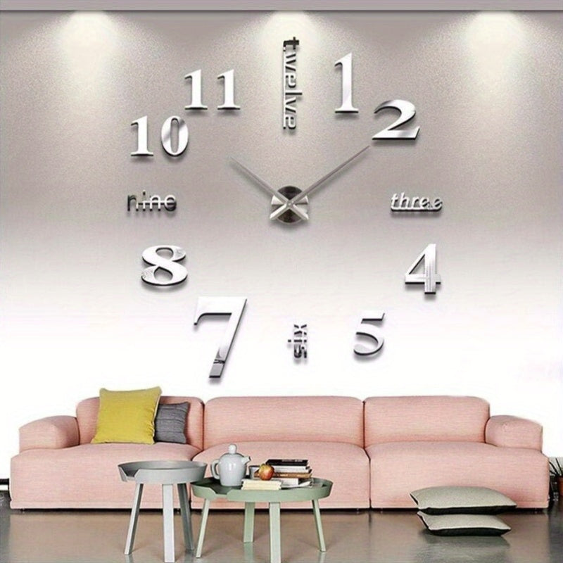 Large 3D DIY Wall Clock Frameless Mirror Surface Big Wall Clock Home Decoration for Living Room Bedroom Home Office Room Hotel Coffee Hall Bar Wall Decoration, Room Decor, Home Decor, Wall Decor, Room Decor, Home Decor, Wall Decor, Wall