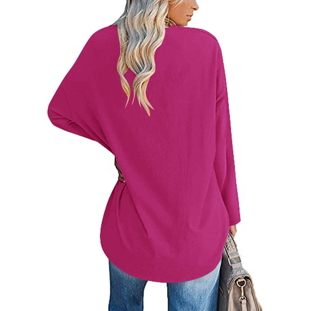 Oversized V-Neck Drop-Shoulder Casual Cotton T-Shirt
