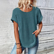 Elegant Lace-Patchwork Crew Neck Top – Soft, Versatile & Chic