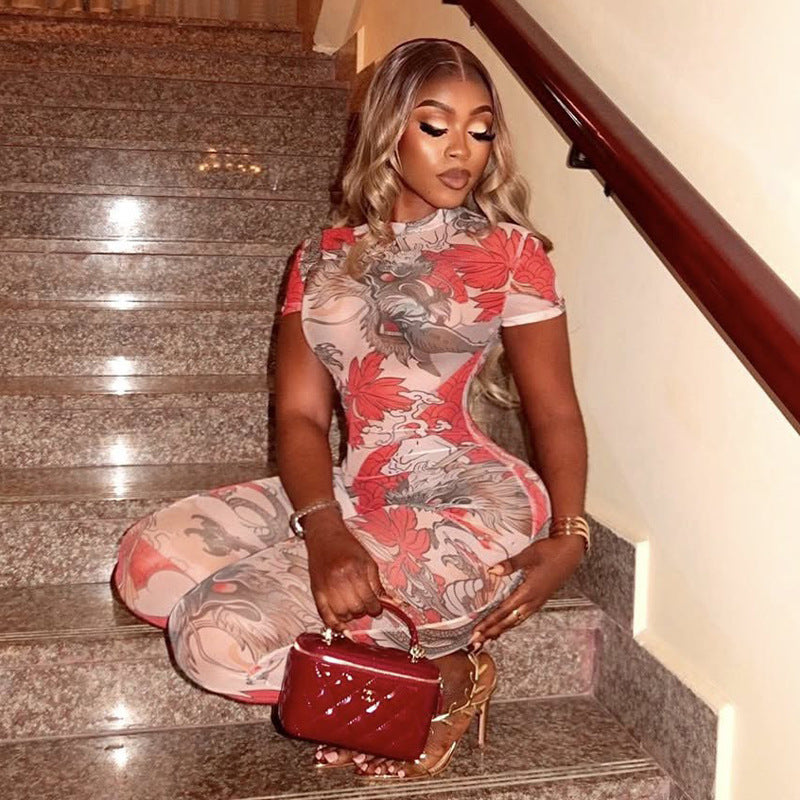 Floral Print Sleeveless Streetwear Jumpsuit