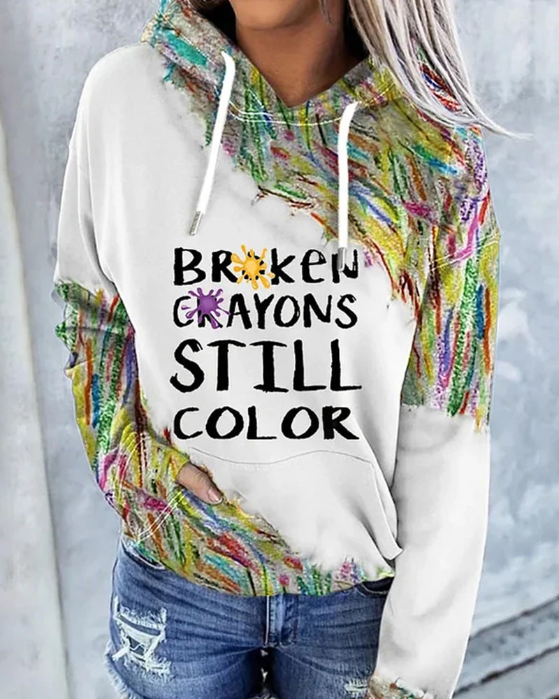 Girls Cute Printed Hooded Sweater Cozy Fall Winter Pullover