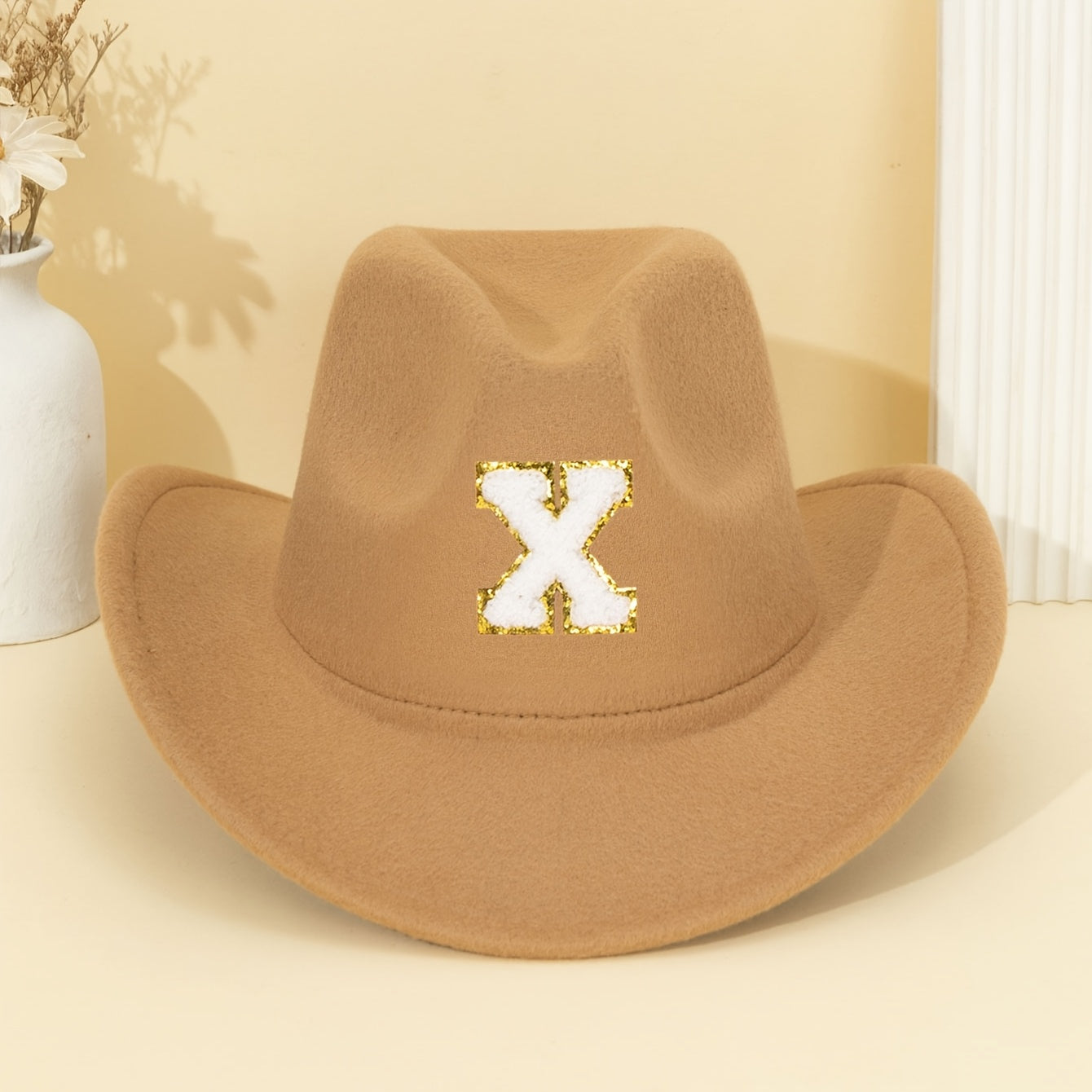 Khaki Alphabet Letter Fedora Hat