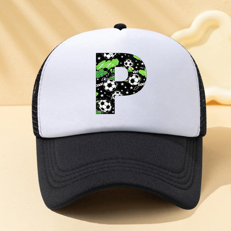 Football Letter Mesh Trucker Cap for Kids in Summer Colors