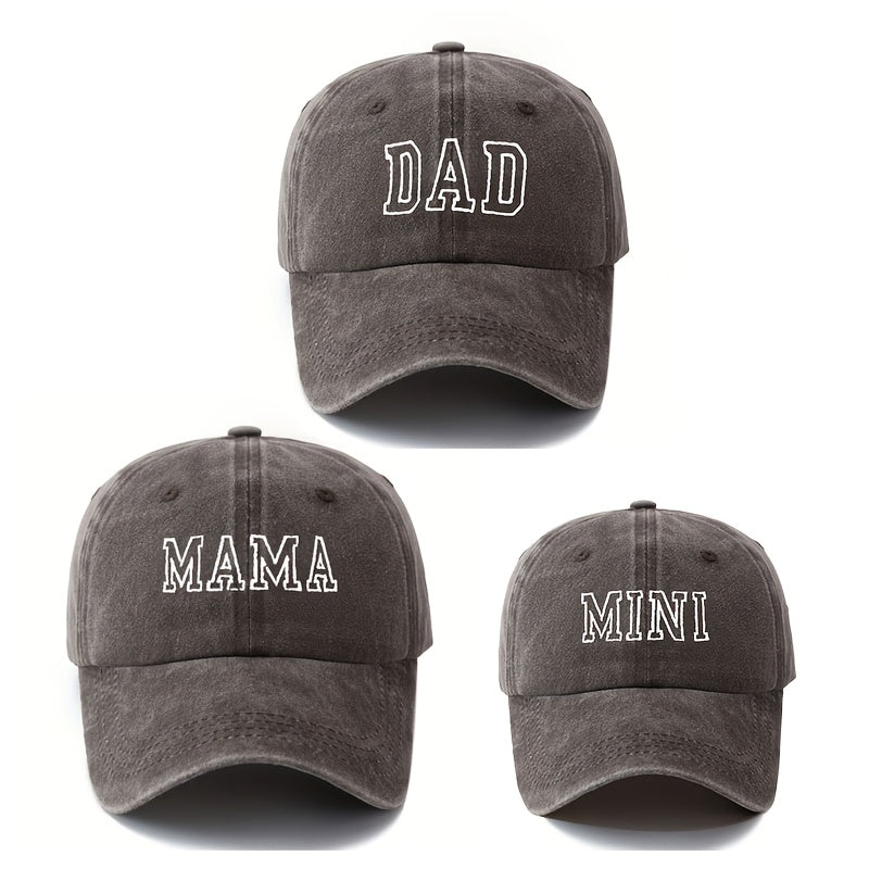 3‑Piece Parent‑Child Clothing Set with Mini Letter‑Embroidered Baseball Caps