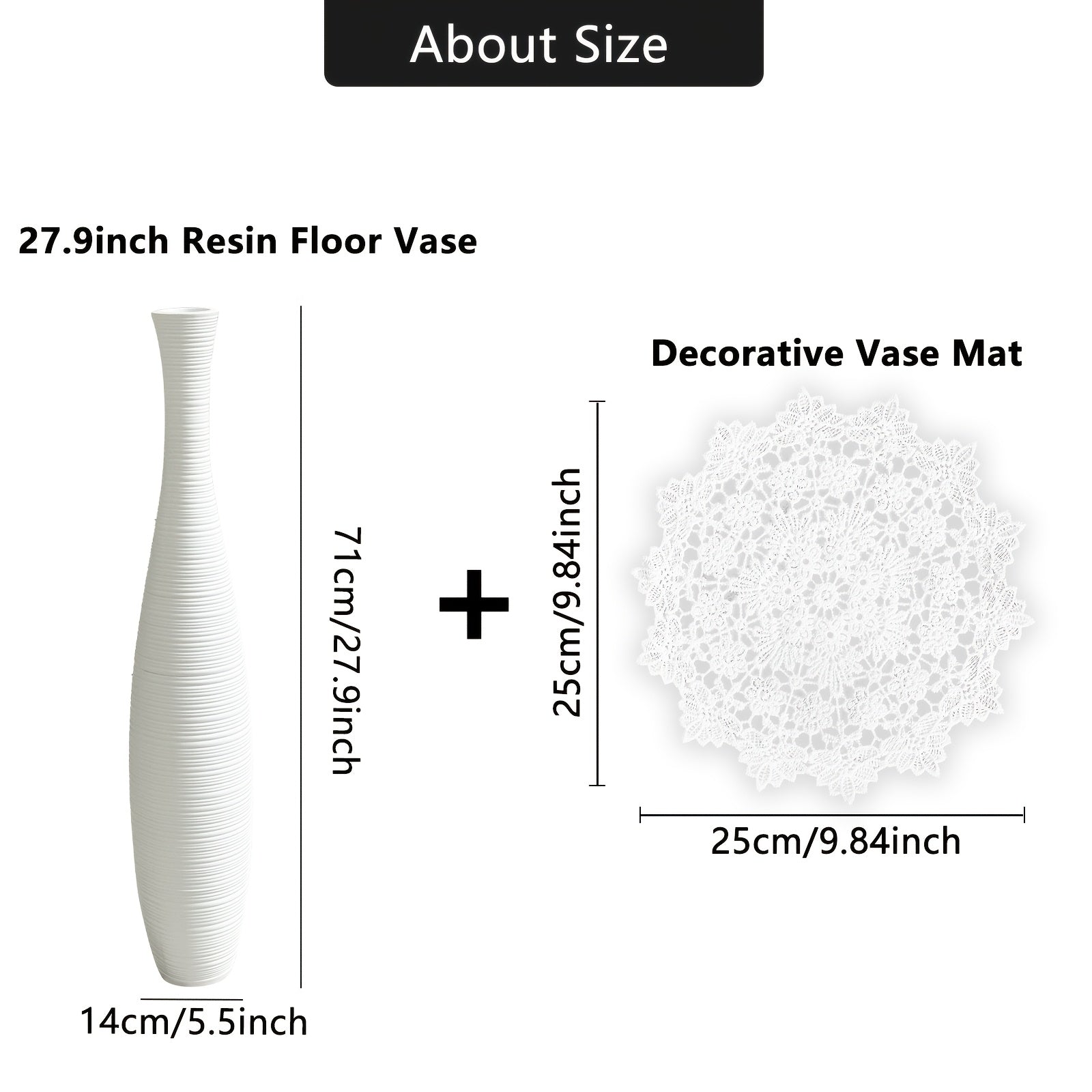 Extra-large resin floor vase with horizontal stripes