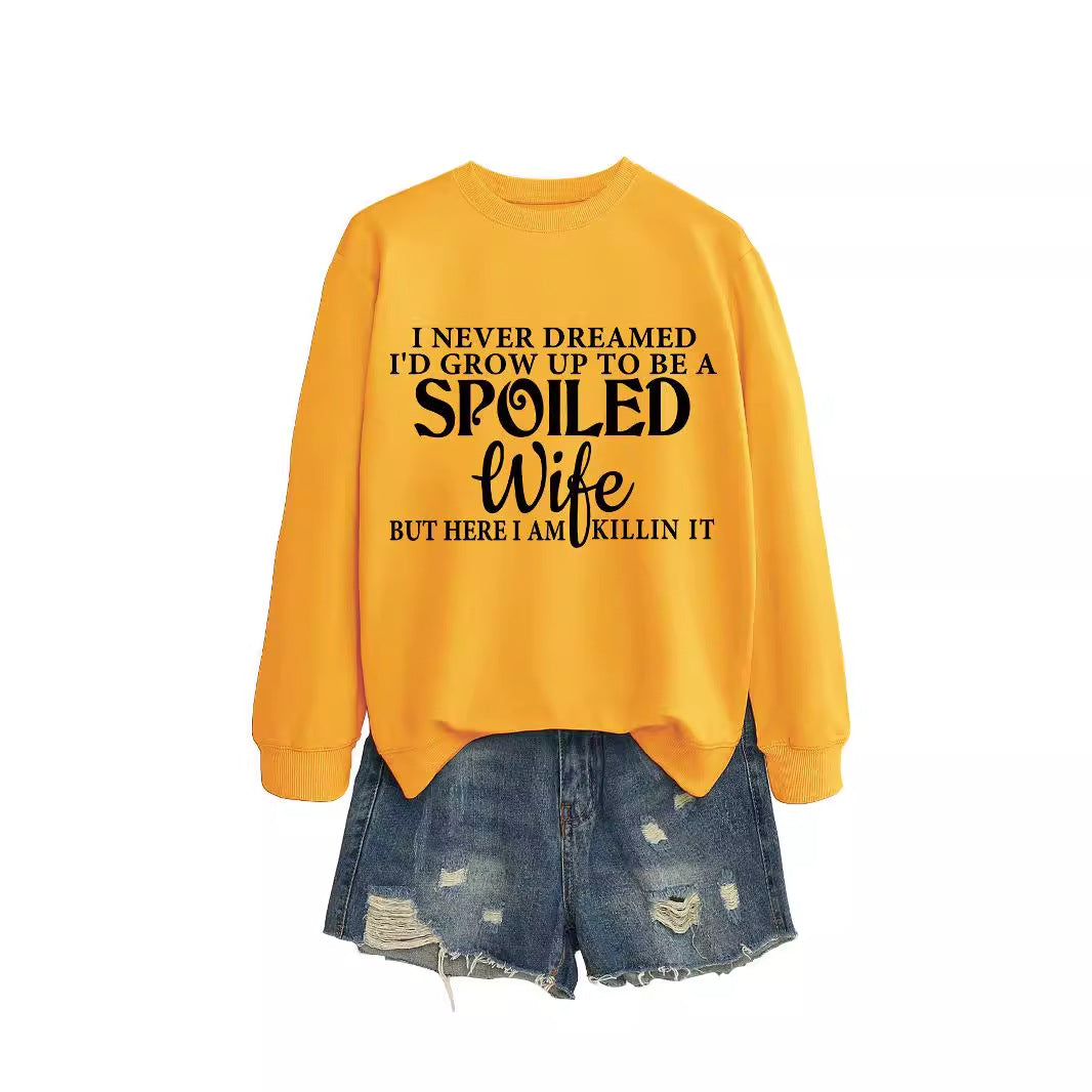 Women's Letter Print Crew Neck Casual Sweatshirt