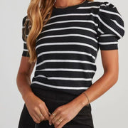 Women's Summer Casual Striped Knit Top – Slim Fit, Drop Shoulder