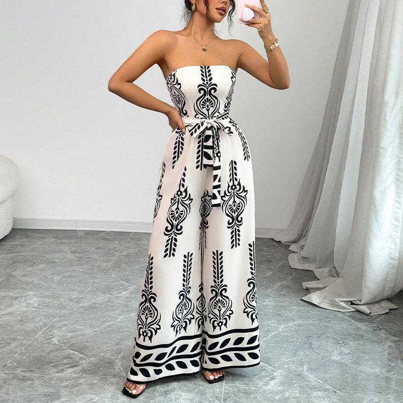 Women's Printed Wide-Leg Jumpsuit