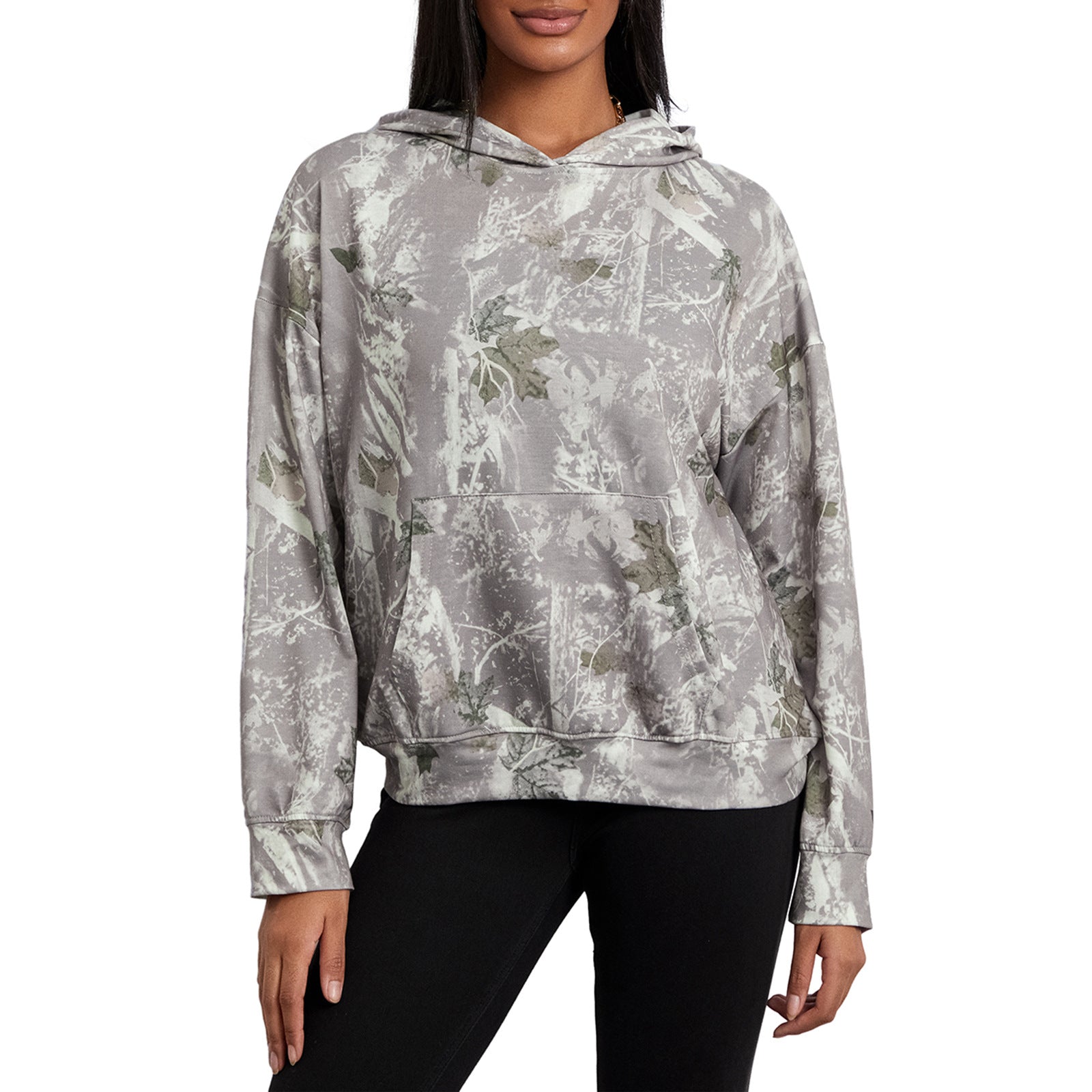 Women's Loose Camouflage Maple Leaf Hoodie