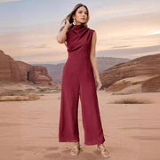Casual Solid Color Sleeveless Wide Leg Jumpsuit