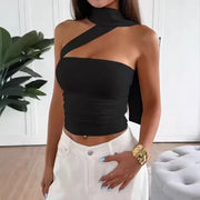 Slim-Fit Lace-Up Tube Top – Minimalist Sexy Women's Blouse