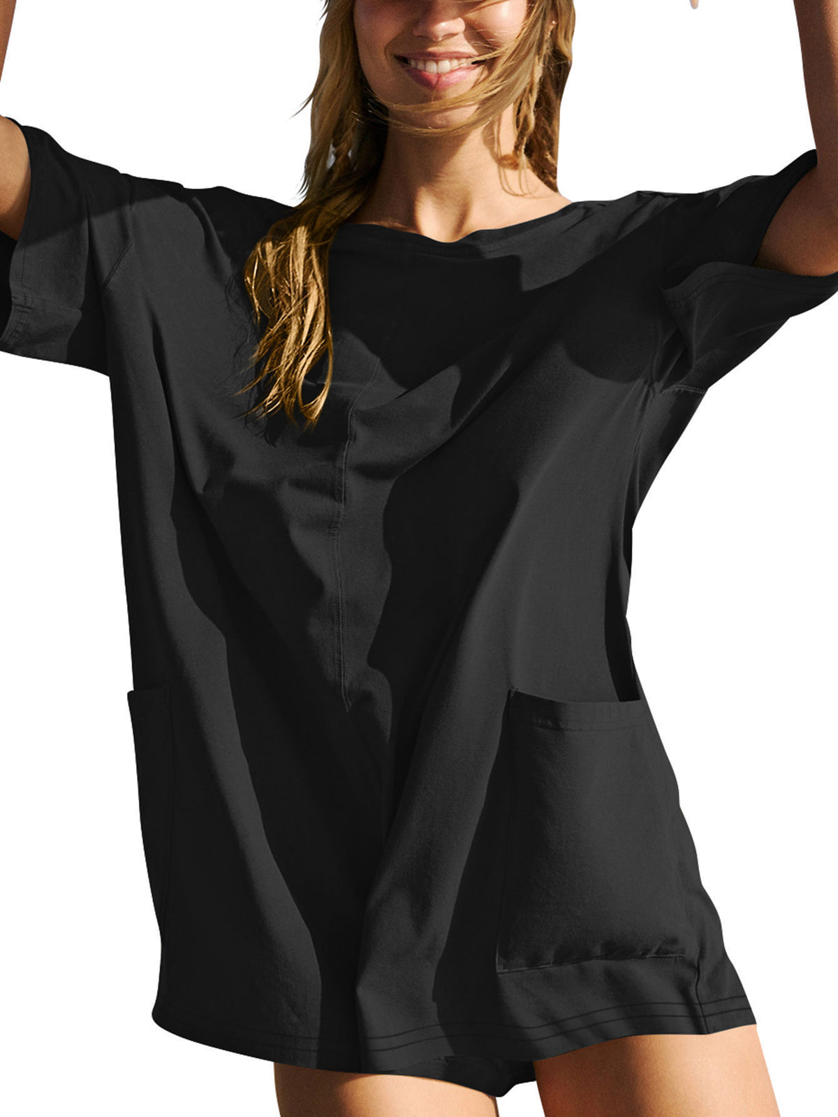 Women's Casual Loose Pocket Jumpsuit Romper