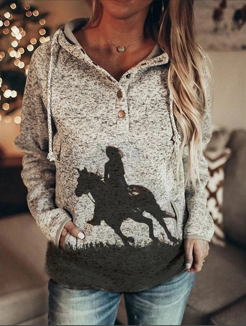 Women's Cozy Printed Loose Pullover Sweater