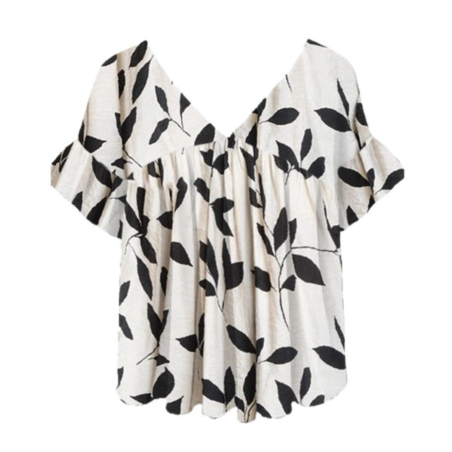 Floral Print Crew Neck Short Sleeve Top – Light & Breezy