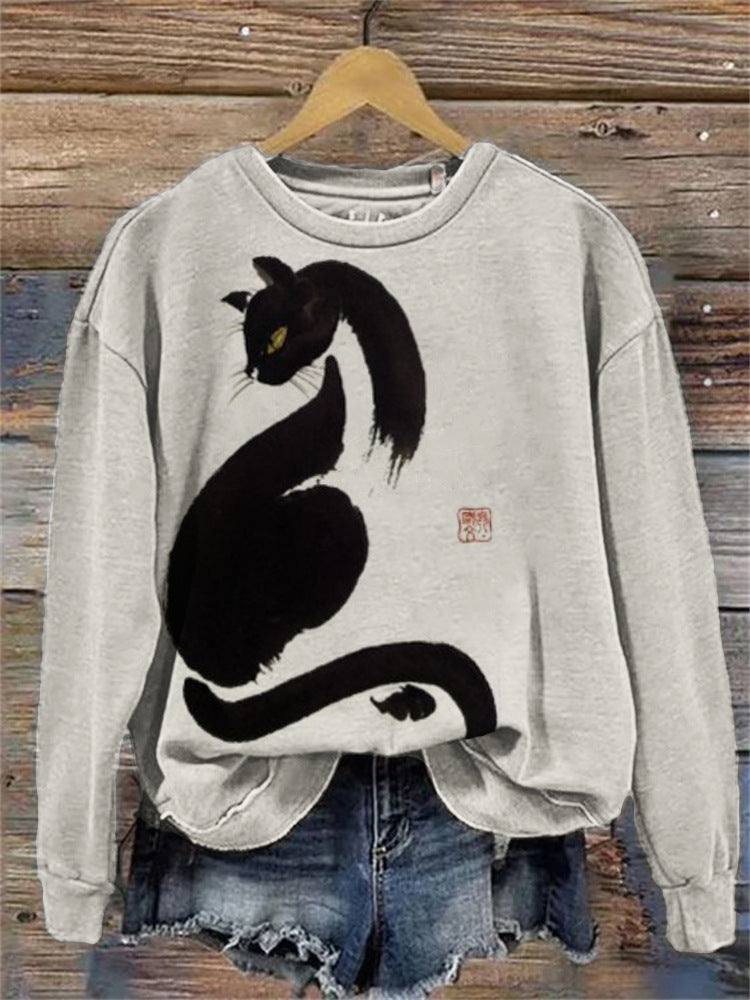 Plus Size Striped Loose Casual Round Neck Sweater