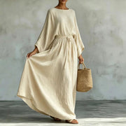 Long Casual Lace-up Waist-cinching Dress