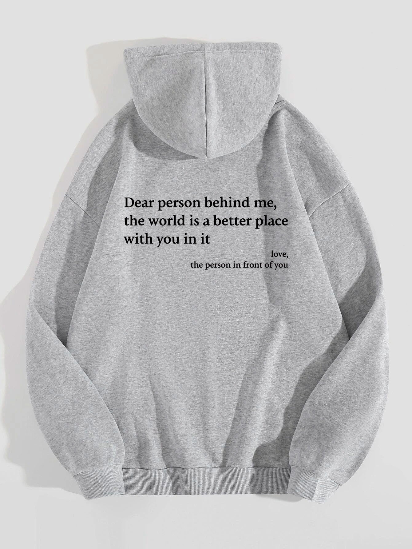 Cozy Letter Print Fleece Kangaroo Pocket Hoodie