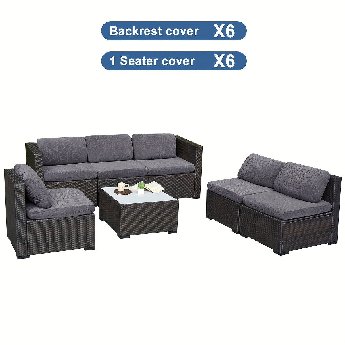 12/14pcs Stretch Large Leaf Jacquard Outdoor Terrace Cushion Covers Sofa Chair Covers Sofa Covers Pillow Covers Replacement Furniture Covers Suitable for Pets Washable