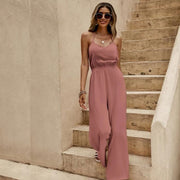 Elegant High-Drape Tube Top Loose Strap Women's Jumpsuit