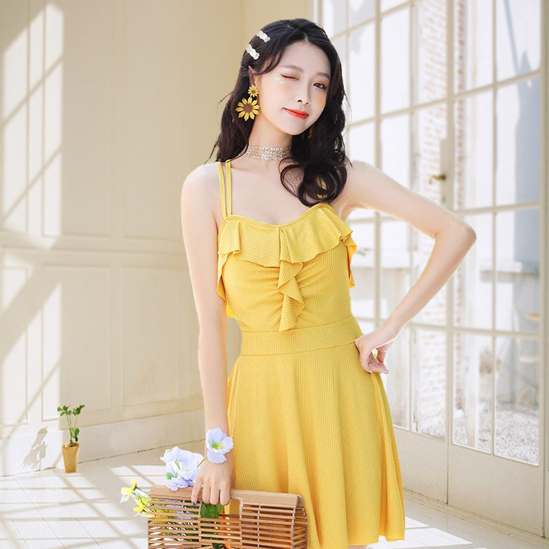 Solid Color Backless One-Piece Swimsuit