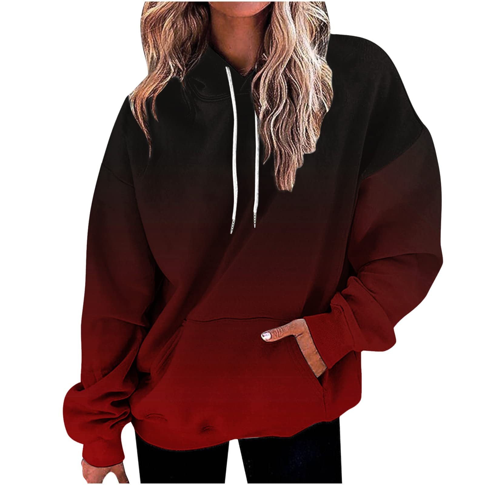Women's Digital Print Loose Fit Hooded Sweater