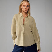 Womens Elegant Casual Striped Loose-Fit Shirt With Ties