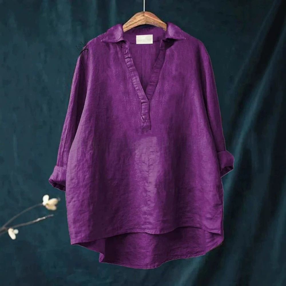 Solid-color Mid-length Loose-fit Shirt