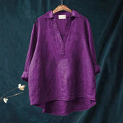 Solid-color Mid-length Loose-fit Shirt