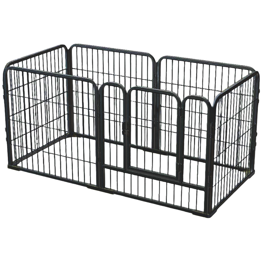 6-Panel Black Pet Fence - Heavy-Duty Stainless Steel Dog Playpen With Detachable Isolation Gate, Easy Assembly, Space-Saving Design For Small/Medium Dogs