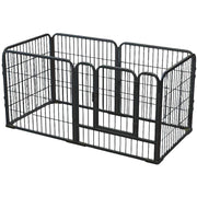 6-Panel Black Pet Fence - Heavy-Duty Stainless Steel Dog Playpen With Detachable Isolation Gate, Easy Assembly, Space-Saving Design For Small/Medium Dogs