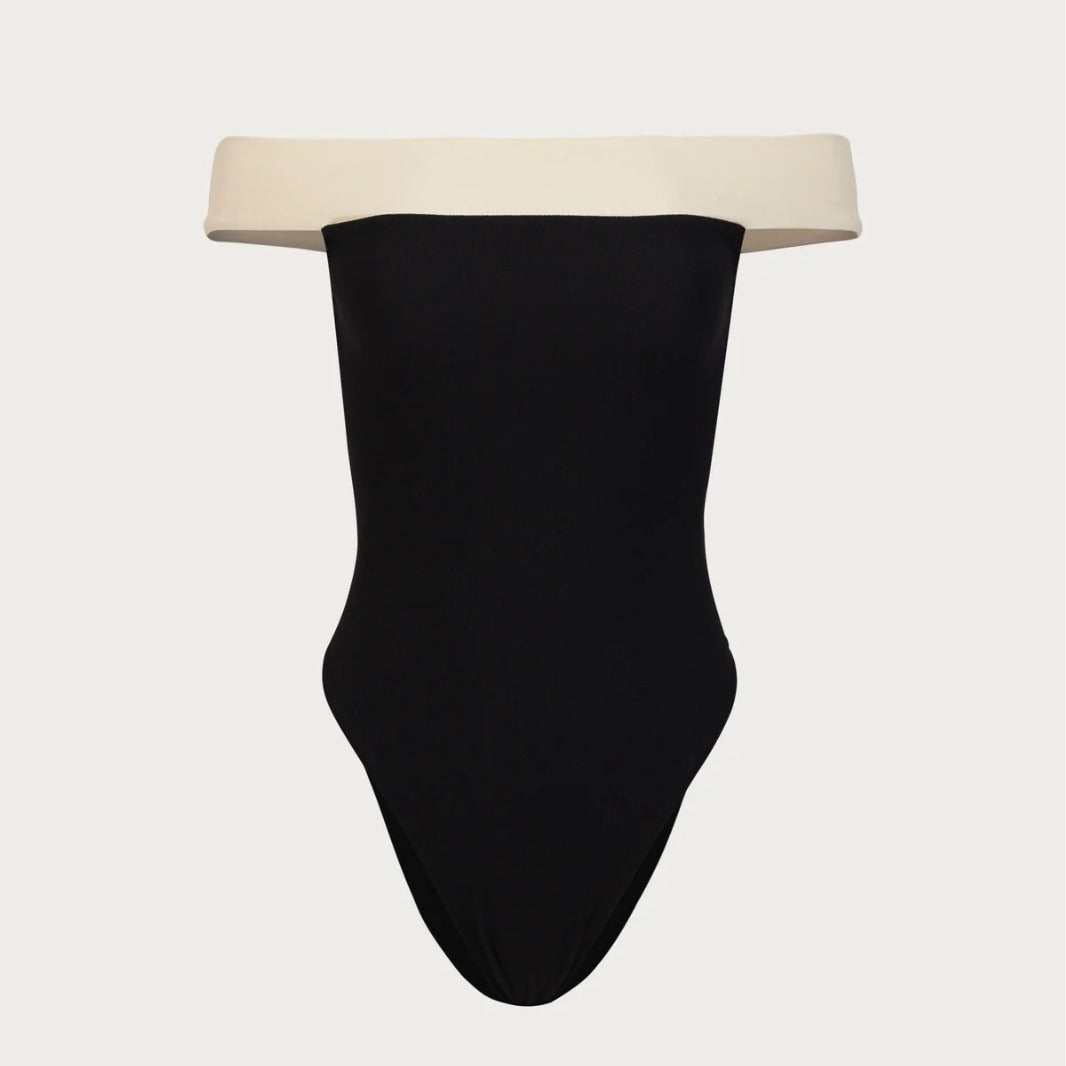 Off-the-Shoulder High Waist One-Piece Swimsuit