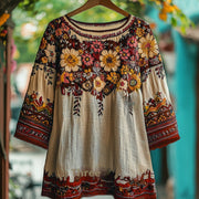 French‑Inspired 3D Artistic Short‑Sleeve Tee – Light Polyester