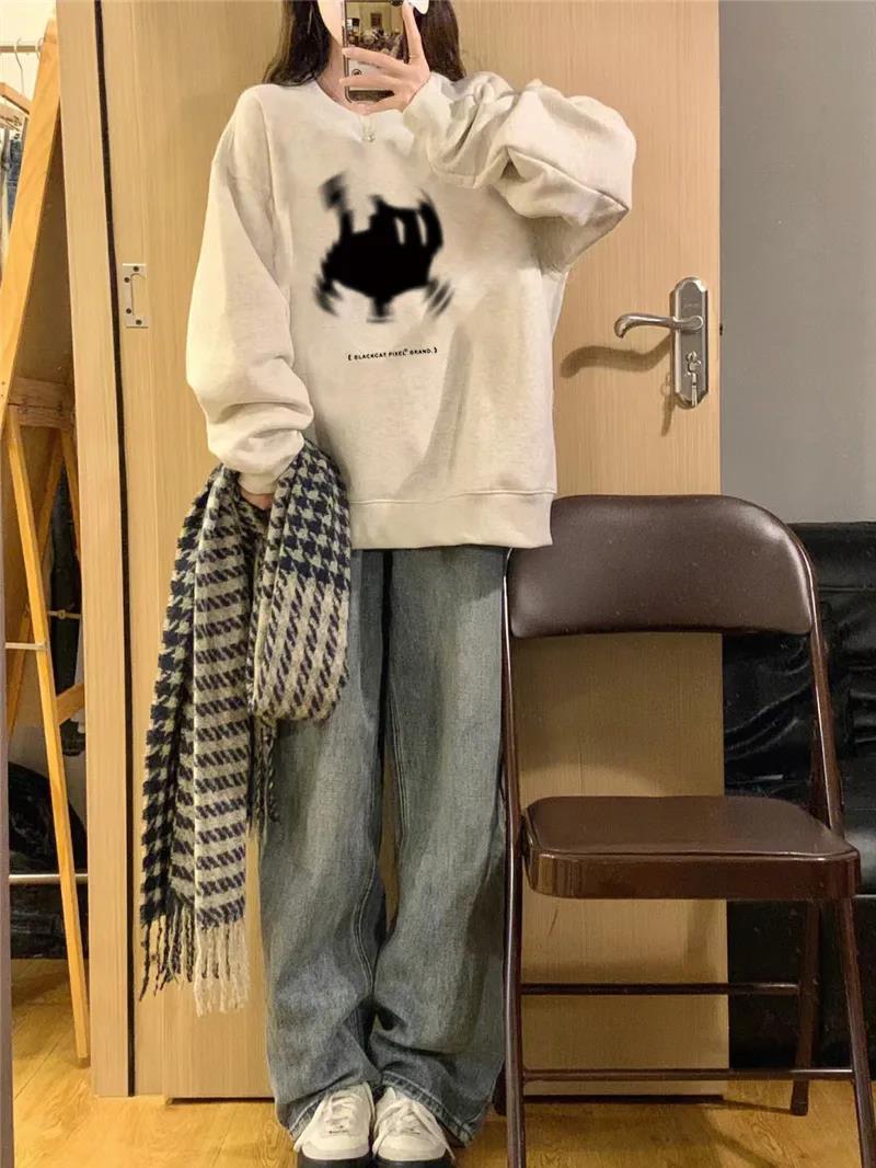 Korean Style Loose Cotton Hoodie & Sweatshirt Outerwear