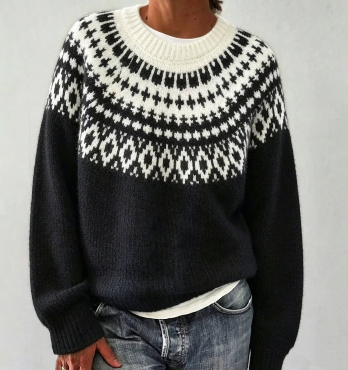 Round Neck Multicolor Loose Fashion Sweater Women