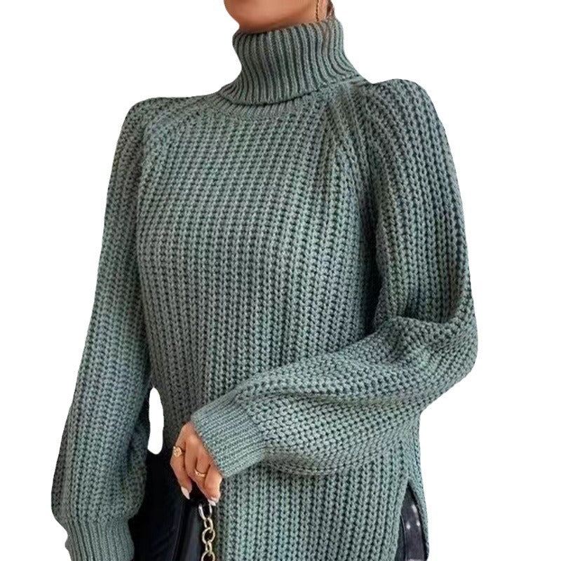 Comfortable Womens Top with a High Fold-over Collar