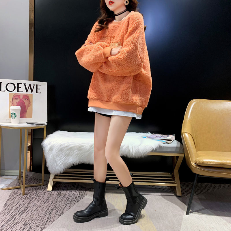 Women's Plus Size Fake Two Pieces Round Neck Sweater