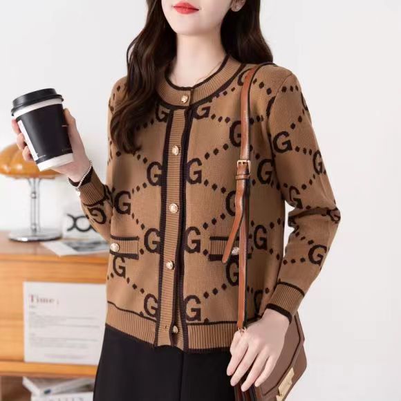 Womens Round-neck Long-sleeve Cardigan Topcoat