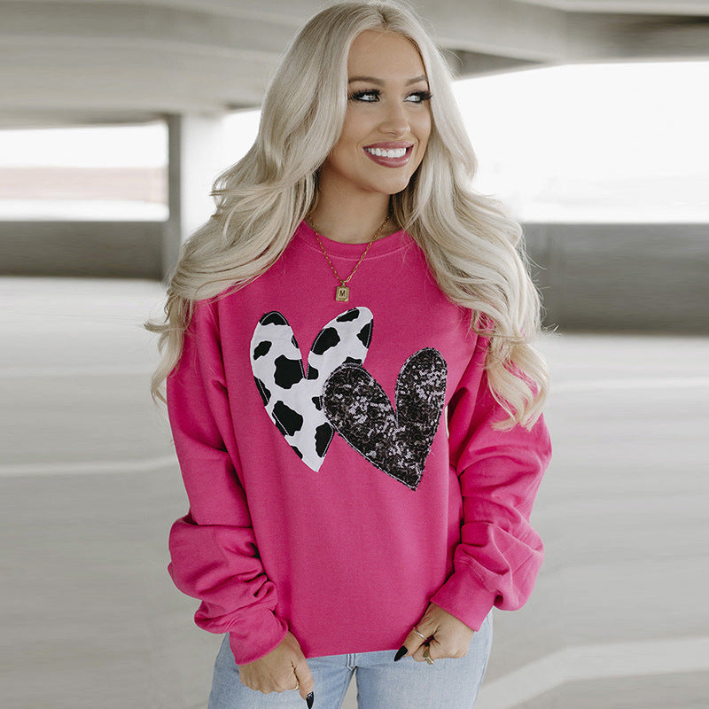 Women's Loose Printed Round Neck Long Sleeve Sweater