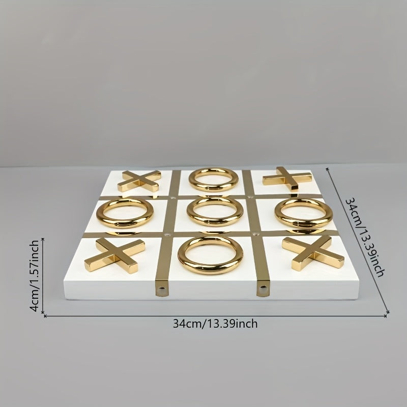 1pc Extra Large Tic-Tac-Toe/Chess Board Set - Heavy-Duty Metal & Wood, Black & Golden X/O Pieces - Elegant Game Board for Home, Office, Living Room, Game Room - No Power Needed, Easy Assembly…