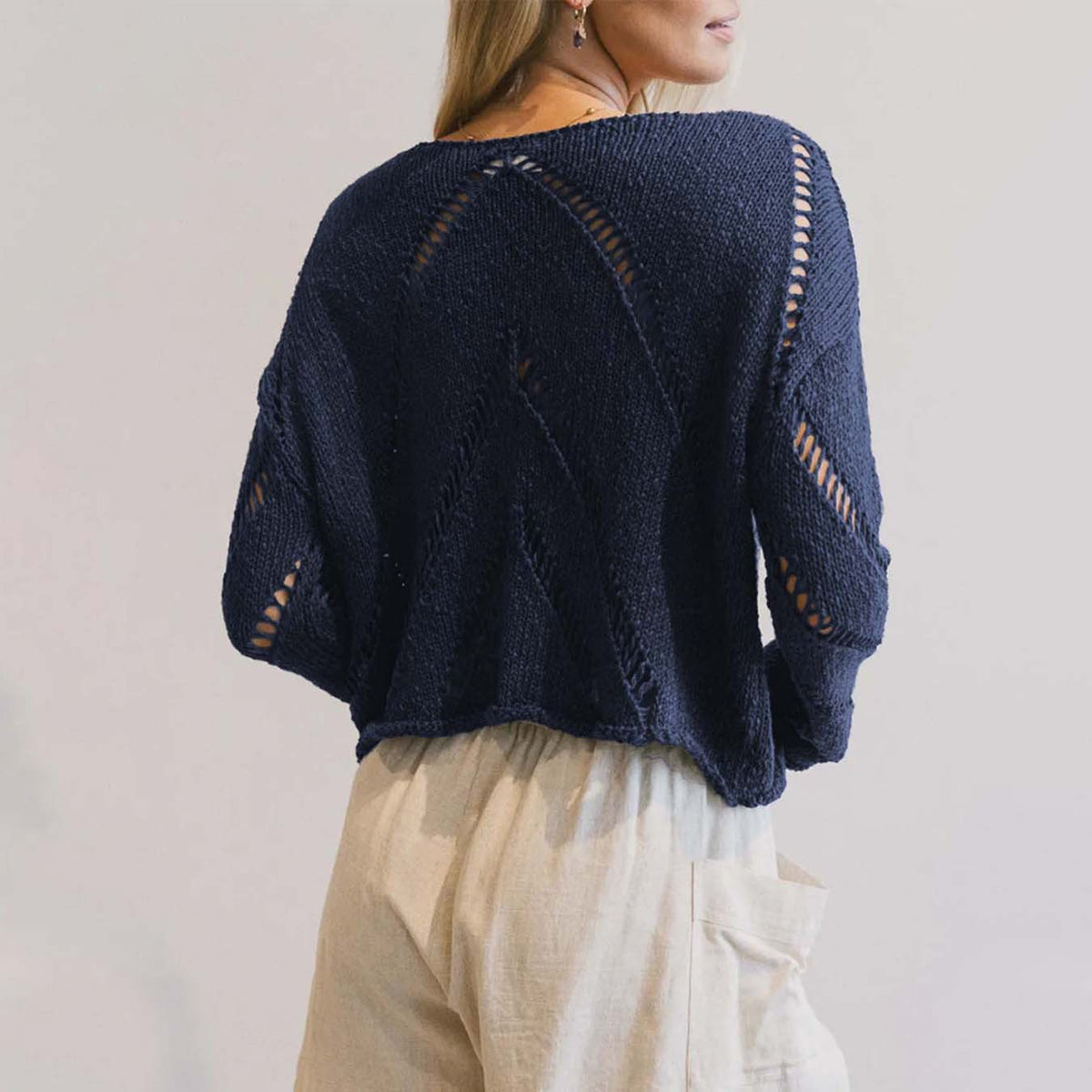 Solid Color Idle Style Hollow-out Thin Sweater Sweater for Women