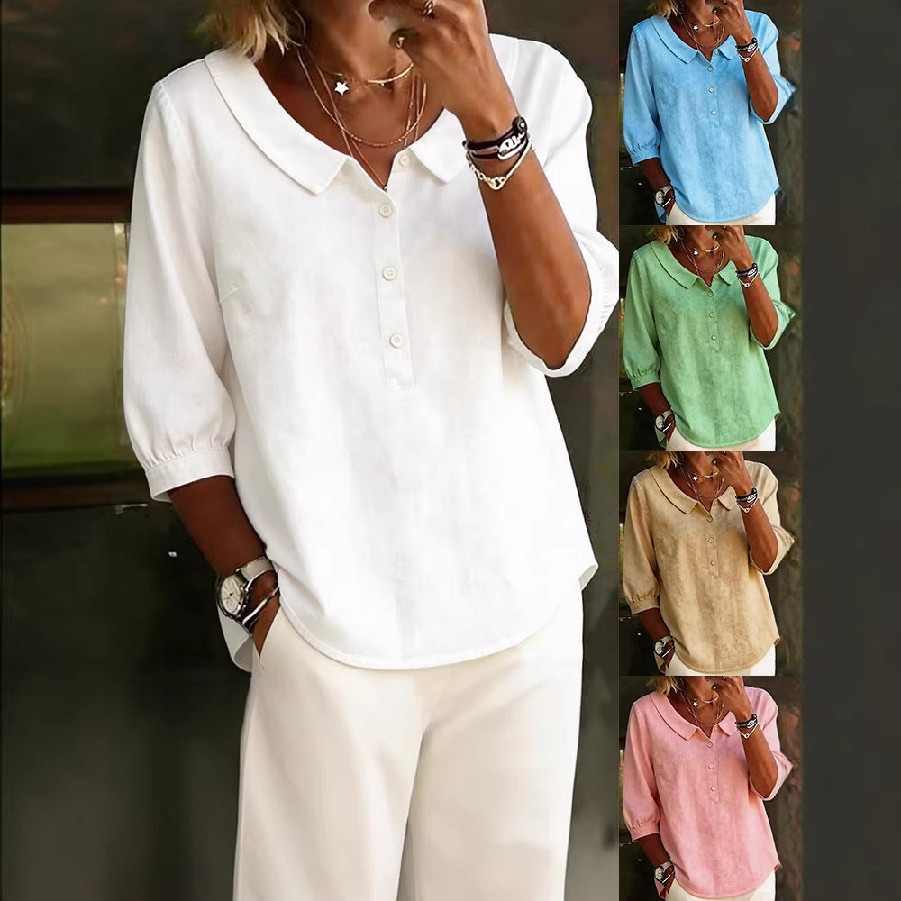 Women's Casual Lapel-Neck Pullover Shirt
